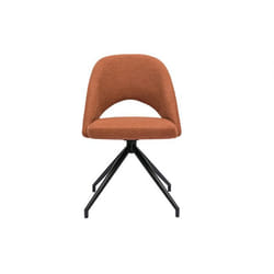 Chaise pivotante 360° en tissu effet velours texturé terre brûlée et métal noir COSETTE