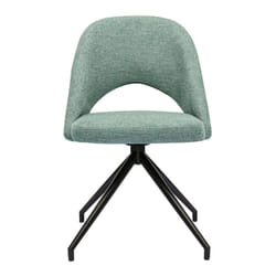 Chaise pivotante 360° en tissu effet velours texturé vert céladon et métal noir COSETTE