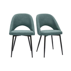 Chaises vintage en tissu vert de gris et métal noir (lot de 2) COSETTE