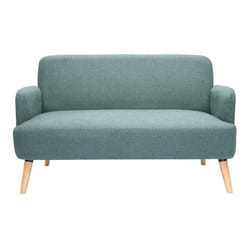 Canapé scandinave 2 places en tissu vert de gris et bois clair ISKO