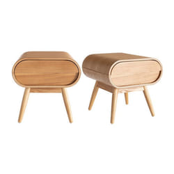 Table de chevet avec tiroir vintage bois clair L45 cm (lot de 2) BJORG