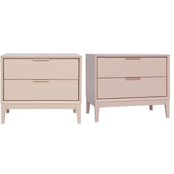 Tables de chevet rose et métal doré avec rangements L60 cm (lot de 2) GIANA