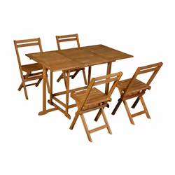 Set d'une table extensible avec rangements et de 4 chaises pliantes en bois massif CARMEN