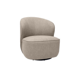 Miliboo - Fauteuil design pivotant en tissu effet velours texturé taupe AMBER