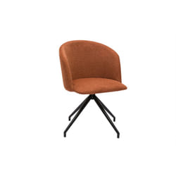 Chaise design pivotante 360° en tissu effet velours texturé terre brulée et métal noir vanity