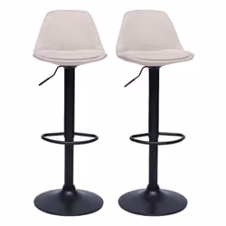 Tabourets de bar design en tissu effet velours texturé beige (lot de 2) STEEVY