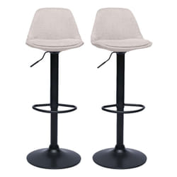 Tabourets de bar design en tissu effet velours texturé beige (lot de 2) STEEVY