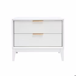 Table de chevet blanche mat et métal doré avec rangements L60 cm GIANA