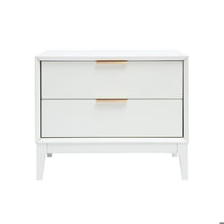 Table de chevet blanche mat et métal doré avec rangements L60 cm GIANA