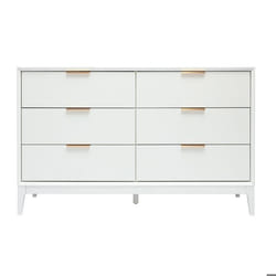 Commode blanche mat et métal doré 6 tiroirs L120 cm GIANA