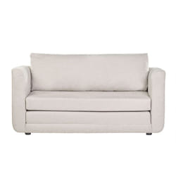 Canapé convertible 2 places en tissu effet velours texturé beige leon