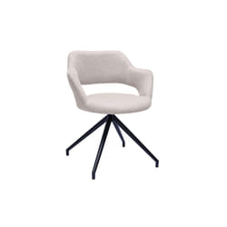Chaise pivotante 360° en tissu effet velours texturé beige et métal noir JESSY
