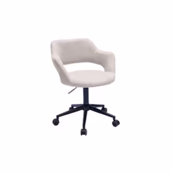 Chaise de bureau à roulettes design en tissu effet velours texturé beige et métal noir JESSY