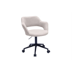 Chaise de bureau à roulettes design en tissu effet velours texturé beige et métal noir JESSY