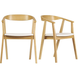 Chaises scandinaves design blanc et bois clair (lot de 2) bahia