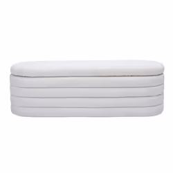 Banc coffre en tissu effet laine bouclée blanc L125 cm NAVY