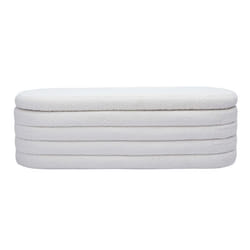 Banc coffre en tissu effet laine bouclée blanc L125 cm NAVY