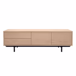 Meuble TV finition bois chêne avec rangements fermés L160 cm MANNY