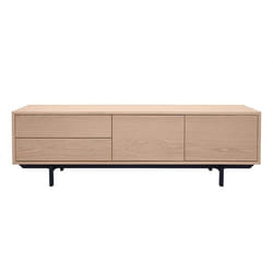 Meuble TV finition bois chêne avec rangements fermés L160 cm MANNY
