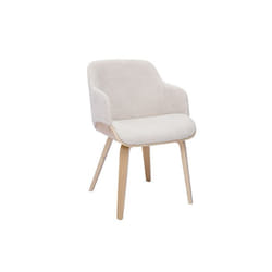Chaise en tissu chenille beige et bois clair EARL