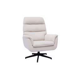 Fauteuil pivotant en tissu chenille beige et métal noir JONAH