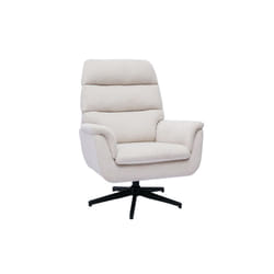 Fauteuil pivotant en tissu chenille beige et métal noir JONAH