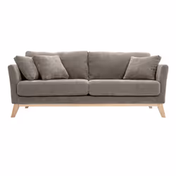 Le canapé OSLO emprunte le meilleur au style nordique ! Pieds inclinés en bois clair, revêtement aussi doux au toucher qu'agr ...