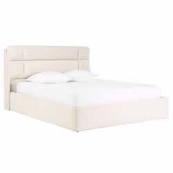 Lit coffre 2 places 160x200 cm en tissu texturé beige HONO