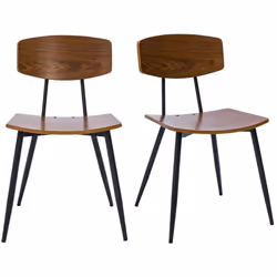 Chaises vintage en bois foncé noyer et métal noir (lot de 2) JOLINE