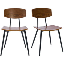 Chaises vintage en bois foncé noyer et métal noir (lot de 2) JOLINE