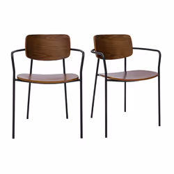 Chaises en bois foncé noyer et métal noir (lot de 2) SUSAN