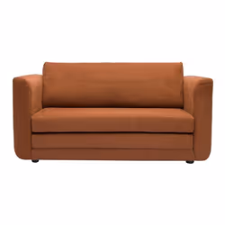 Canapé convertible 2 places en tissu effet velours texturé terre brûlée LEON