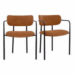Chaises en tissu effet velours texturé terre brûlée et métal noir (lot de 2) SWIFT