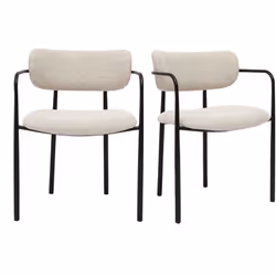 Chaises en tissu texturé beige et métal noir (lot de 2) SWIFT