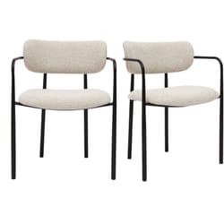 Chaises en tissu texturé beige et métal noir (lot de 2) SWIFT