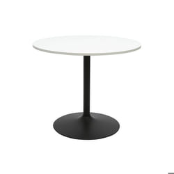 Table à manger design ronde blanche et métal noir D90 cm CALISTA
