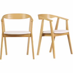 Chaises scandinaves bois clair et tissu effet laine bouclée blanc (lot de 2) BAHIA