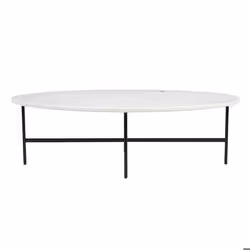 Table basse ovale en marbre blanc et métal noir L115 cm CARRARE