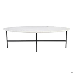 Table basse ovale en marbre blanc et métal noir L115 cm CARRARE
