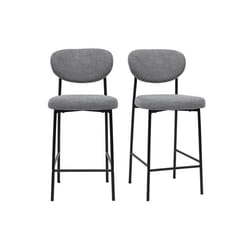 Miliboo - Tabourets de bar fixes en tissu effet velours texturé gris clair H65 cm (lot de 2) BREKA