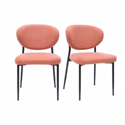 Miliboo - Chaises en tissu effet velours texturé terracotta et métal noir (lot de 2) BREKA
