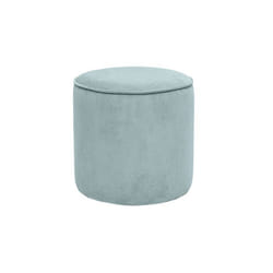 Miliboo - Pouf rond en velours côtelé bleu grisé D40 cm PAUL