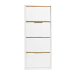 Meuble à chaussures 4 portes finition blanc laqué brillant L68 cm kirk