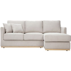 Miliboo - Canapé d'angle droit en tissu effet velours texturé beige 3 places moss