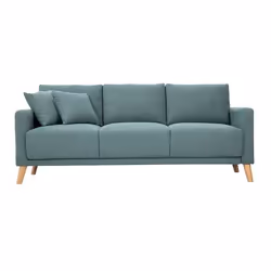 Miliboo - Canapé 3 places en tissu vert de gris et bois clair MUNIK