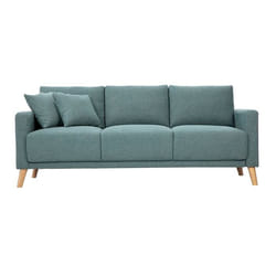 Miliboo - Canapé 3 places en tissu vert de gris et bois clair MUNIK