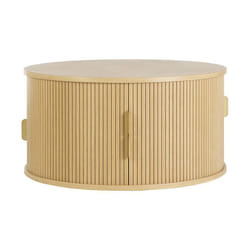Miliboo - Table basse ronde finition bois clair chêne 2 portes coulissantes D80 cm EPIC