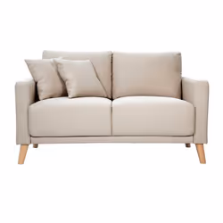 Miliboo - Canapé 2 places en tissu beige et bois clair MUNIK