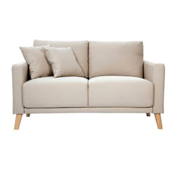 Miliboo - Canapé 2 places en tissu beige et bois clair MUNIK