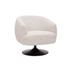 Miliboo - Fauteuil pivotant en tissu effet bouclette beige et métal noir BOWIE